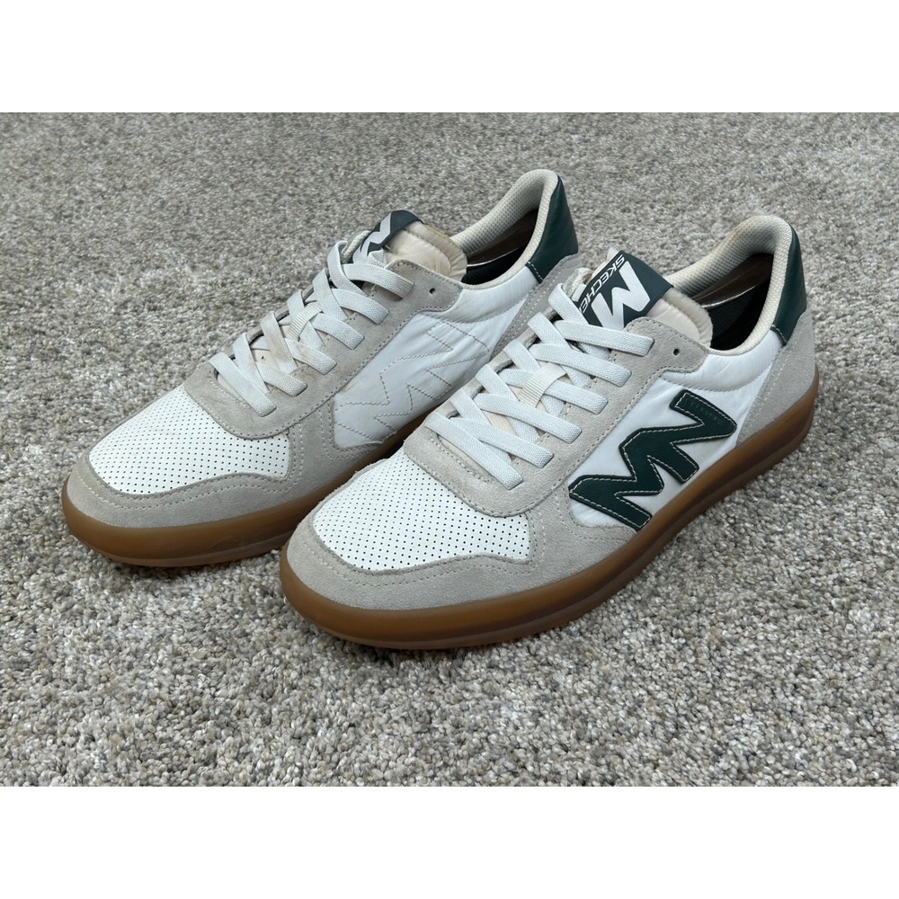Mark Nason Skechers Mens 9.5 White Green Suede Gum Sole Sneakers Low Top Shoes